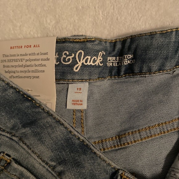 Cat & Jack New Girls Crop Super Stretch Lace Denim Jeans Light Wash Size 12 - Picture 5 of 8
